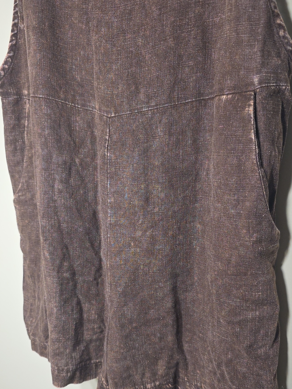 Zenana NWT Deep Brown Washed Linen Knot Strap Romper Pockets Medium - Picture 5 of 7
